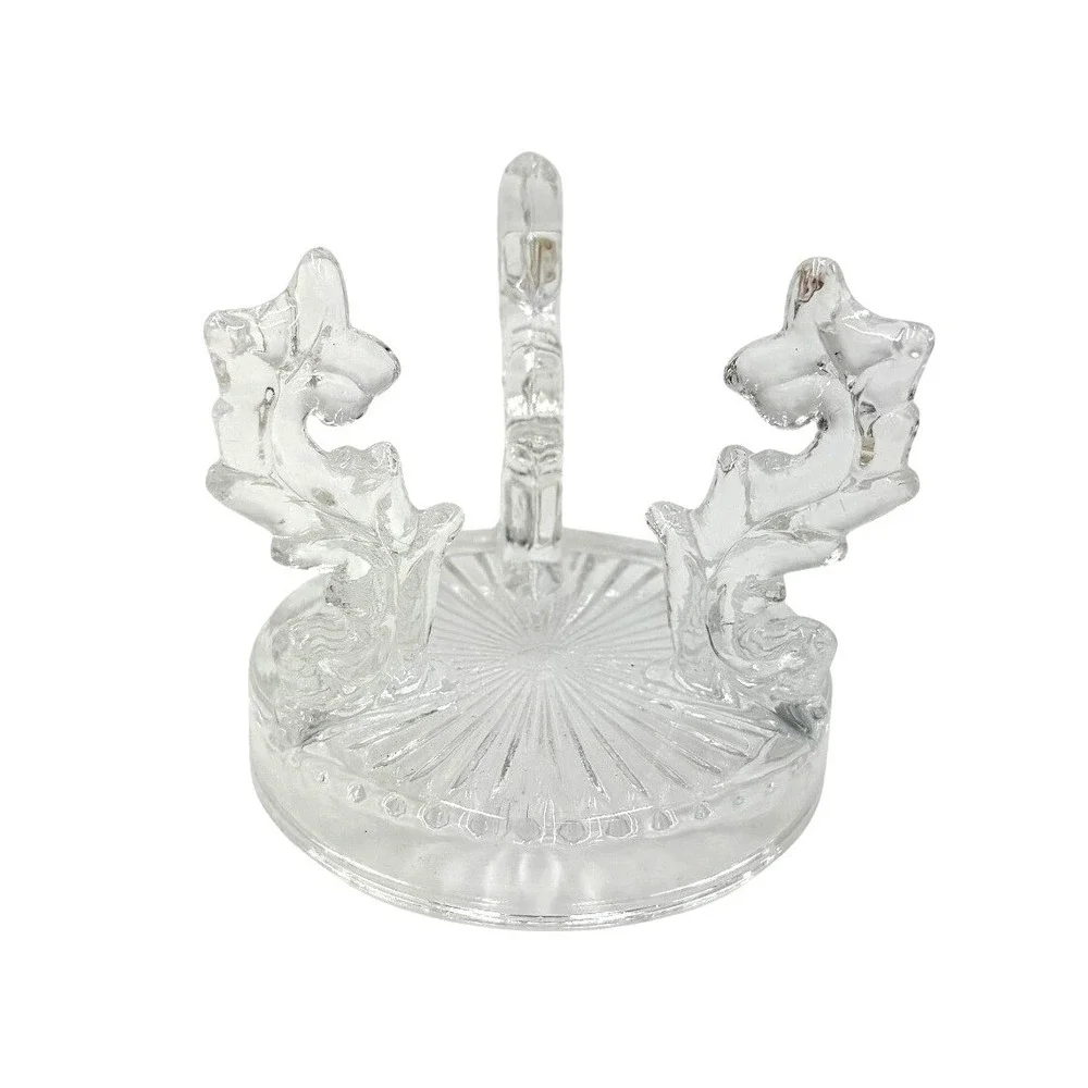 Clear Glass Crystal‎ Display Stand Holder Ornate Acanthus Leaf Design